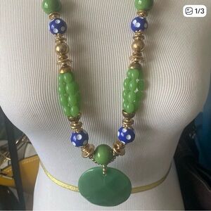 Green and Blue Beaded Necklace